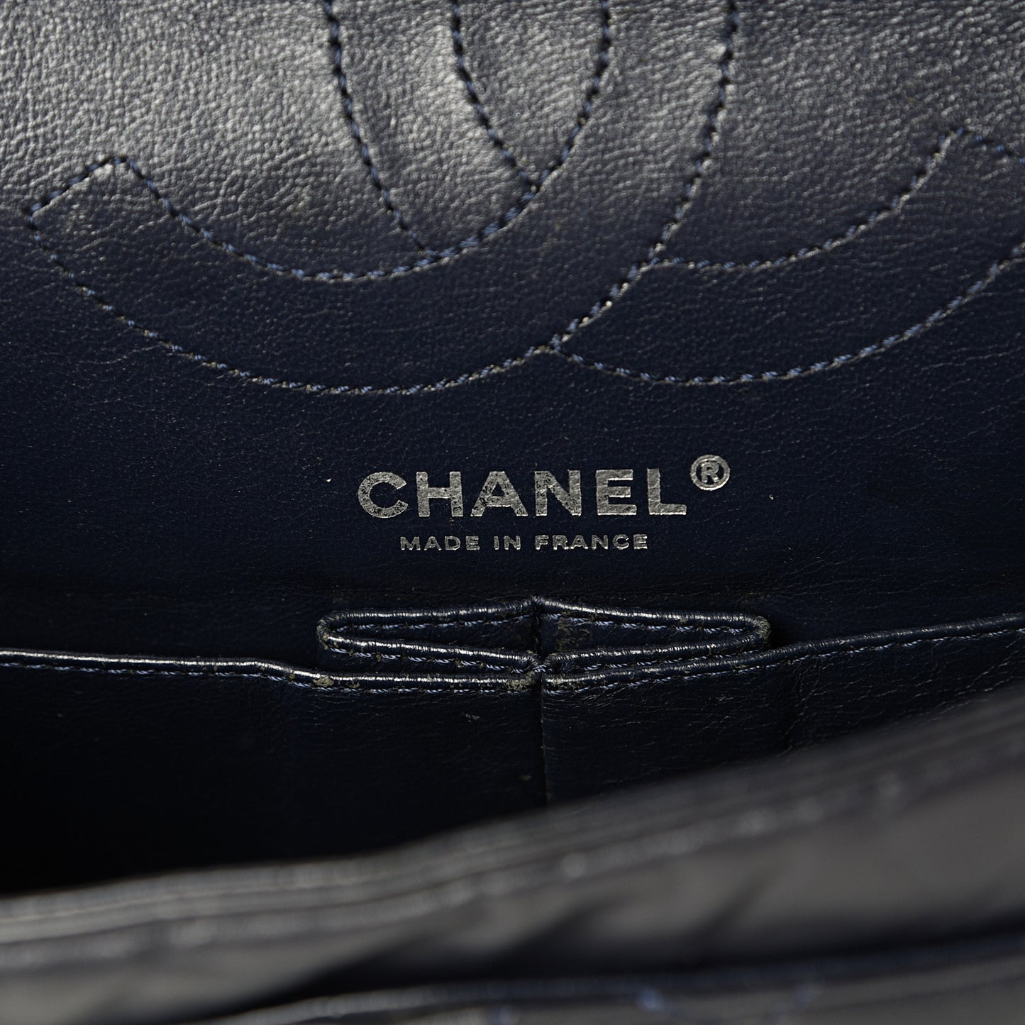 Aged Calfskin Quilted 2.55 Reissue 225 Flap Navy Blue