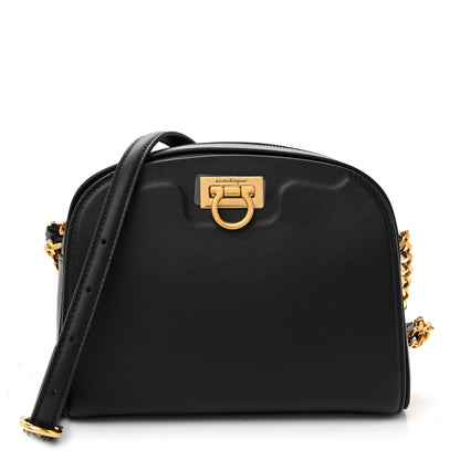 Salvatore Ferragamo Calfskin Trifolio Camera Crossbody Bag Black 1 of 9