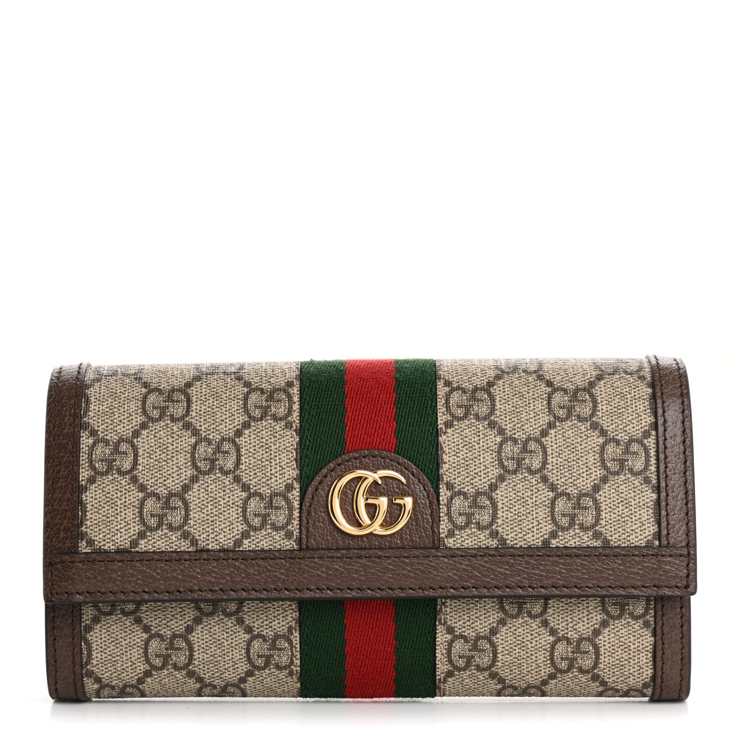 Gucci GG Supreme Monogram Web Ophidia Continental Wallet Brown 1 of 8