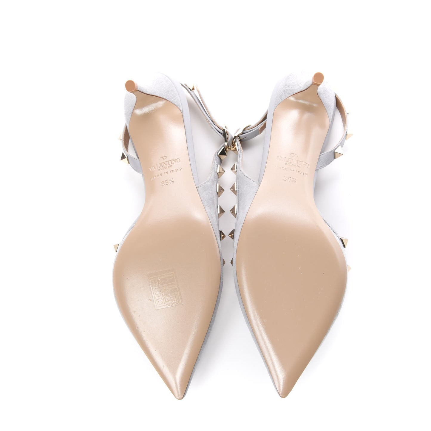 Suede Nappa Rockstud Half D'Orsay Slingback 50mm Pumps 35.5 Pastel Grey