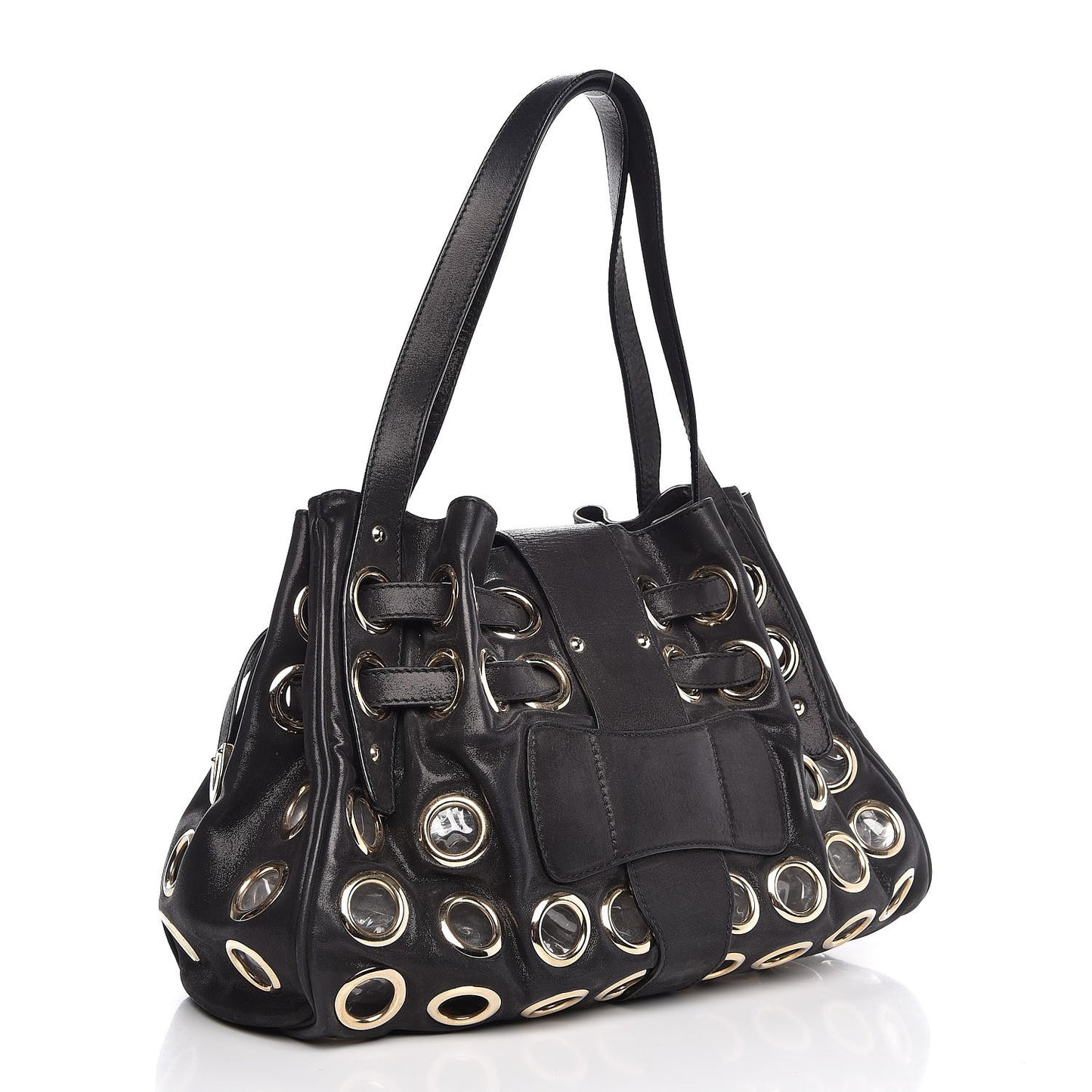 Metallic Suede Grommet Ramona Black