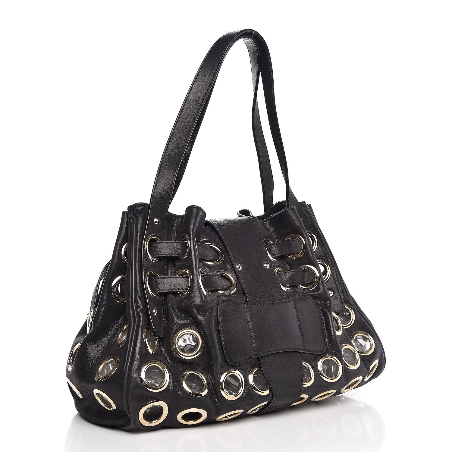 Jimmy Choo Metallic Suede Grommet Ramona Black 3 of 6