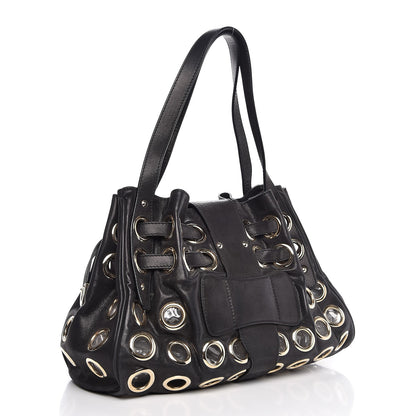 Jimmy Choo Metallic Suede Grommet Ramona Black 3 of 6