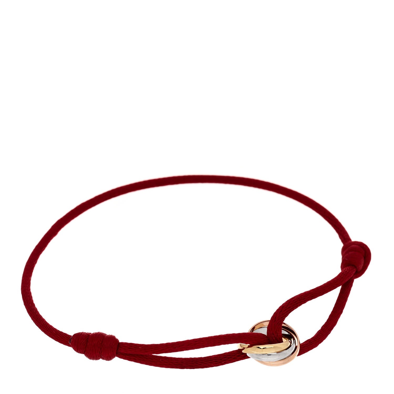 Cartier 18K Pink Yellow White Gold Trinity Cord Bracelet Red 1 of 5