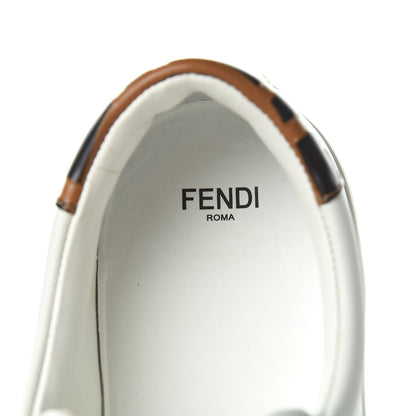 Fendi Vitello FF Embossed Pearland Slip On Sneakers 40 White Tobacco Moro 7 of 9