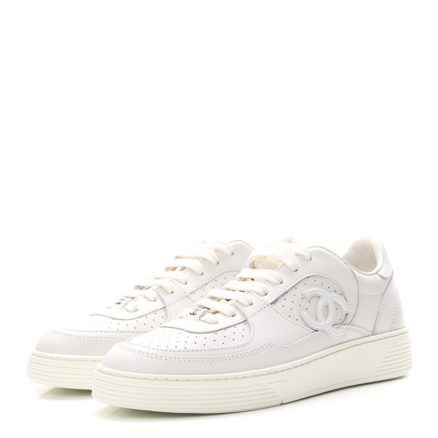 Calfskin CC Womens Sneakers 36 White