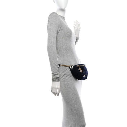 Chanel Wool Lambskin Quilted Paris Hamburg Charms Waist Bag Dark Navy 2 of 11