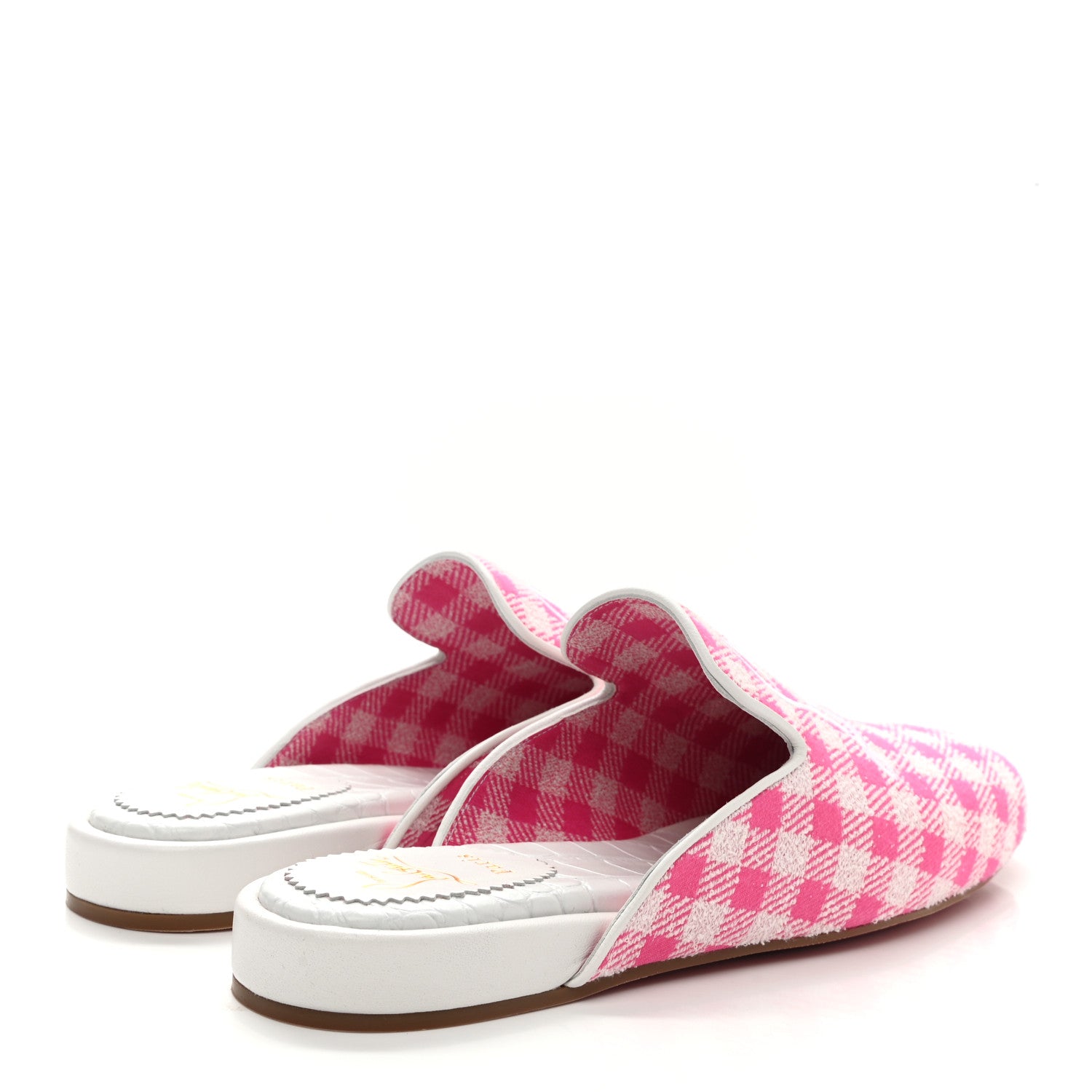 Christian Louboutin Toile Alligator Embossed Navy Coolito Flat 39.5 Rose White 4 of 7