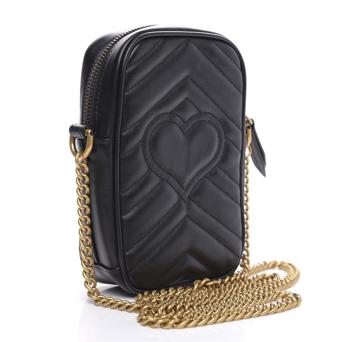 Calfskin Matelasse Mini GG Marmont Crossbody Bag Black