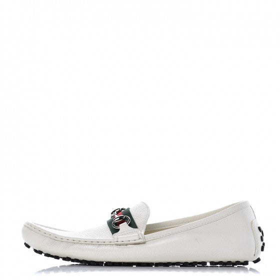 Gucci Road Calfskin Web Womens Horsebit Driver Loafers 40.5 Great White 1 of 11
