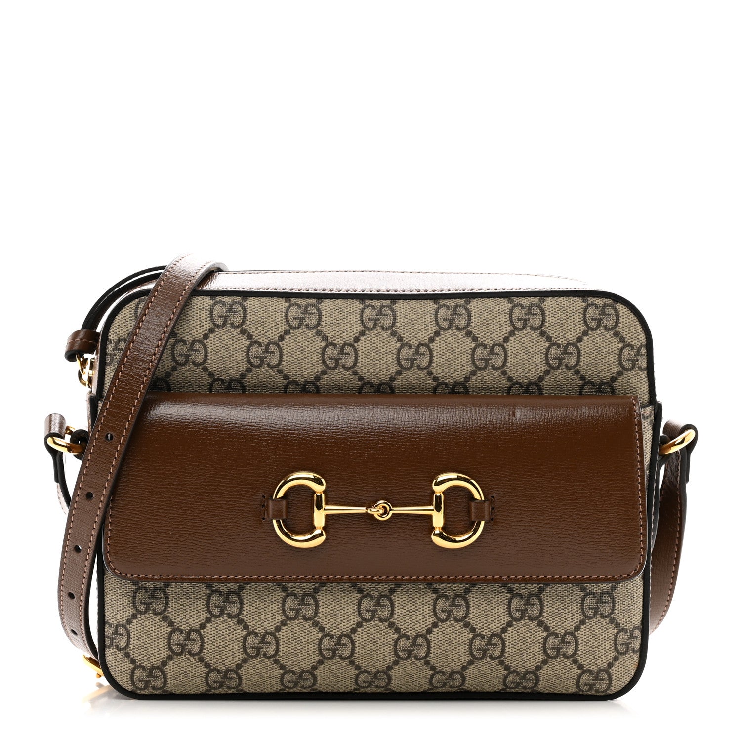 Gucci GG Supreme Monogram Small Horsebit 1955 Shoulder Bag Beige Brown Sugar 1 of 11