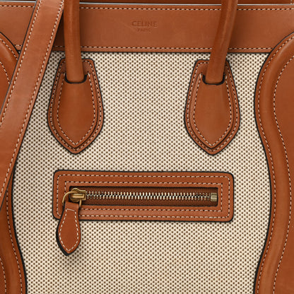 Celine Textile Smooth Calfskin Nano Luggage Tan White 9 of 13