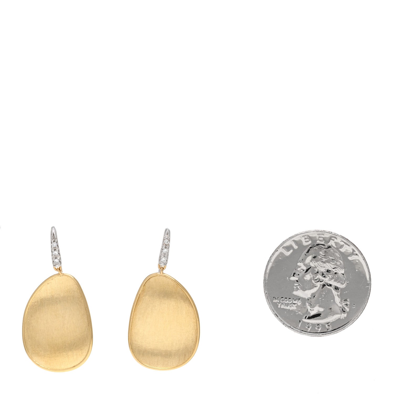 Marco Bicego 18K Yellow White Gold Diamond Lunaria Drop Earrings 2 of 4