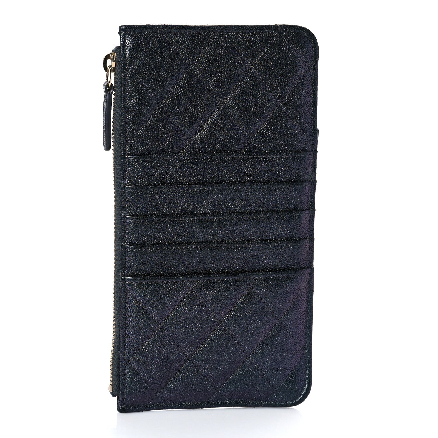 Chanel Iridescent Caviar Quilted Classic Flat Wallet Pouch Black 3 of 10