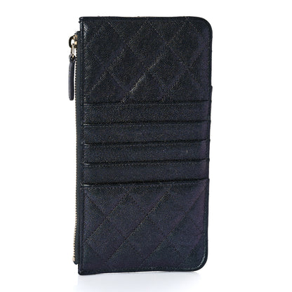 Chanel Iridescent Caviar Quilted Classic Flat Wallet Pouch Black 3 of 10
