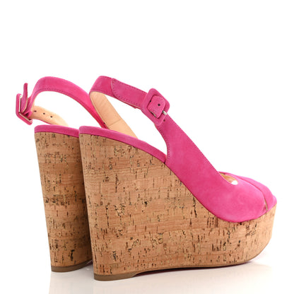Christian Louboutin Suede Cork Reine De Liege 120 Wedges 39 Pink Natural 4 of 8