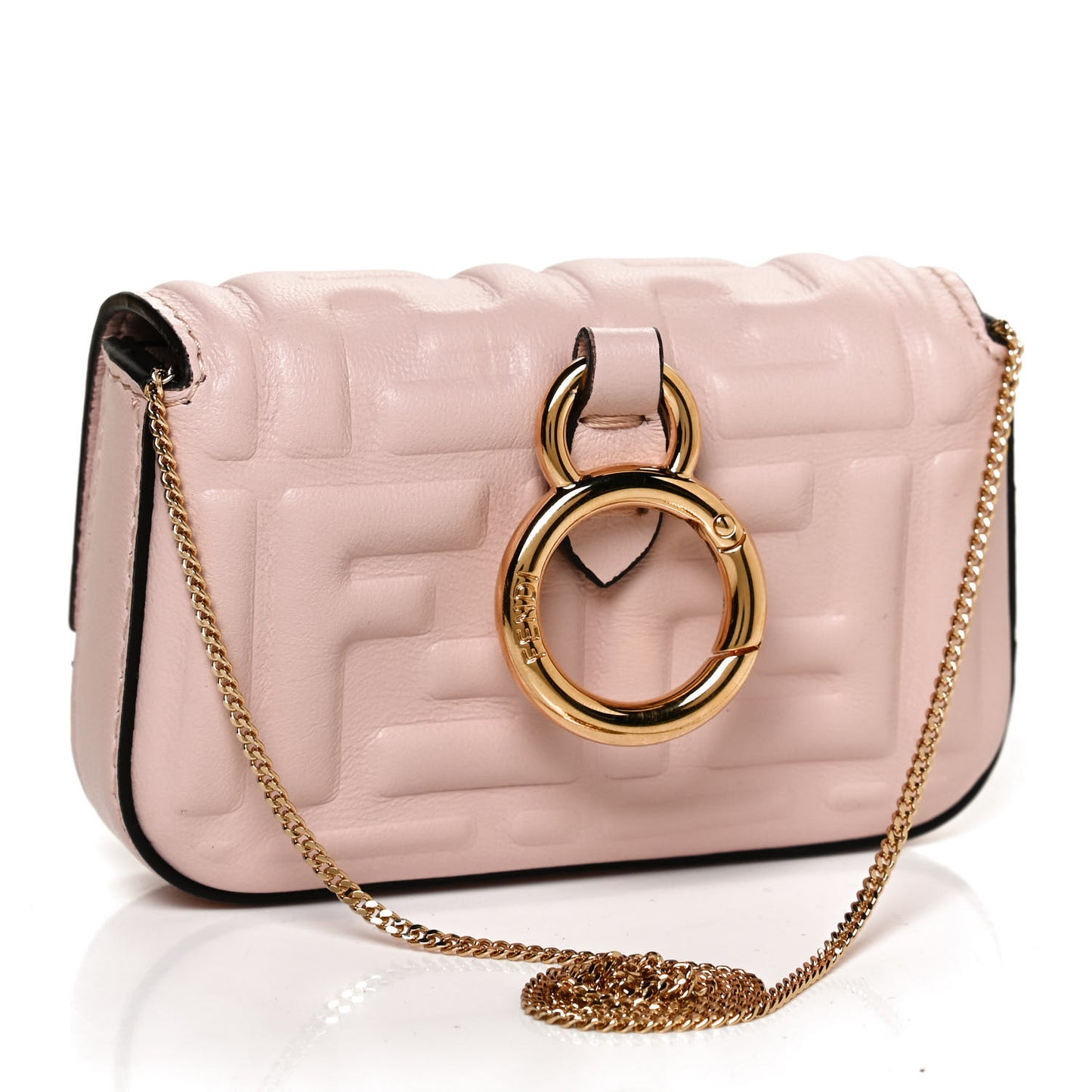 Nappa Matisse FF Embossed Nano Baguette Charm Rosa Quarzo