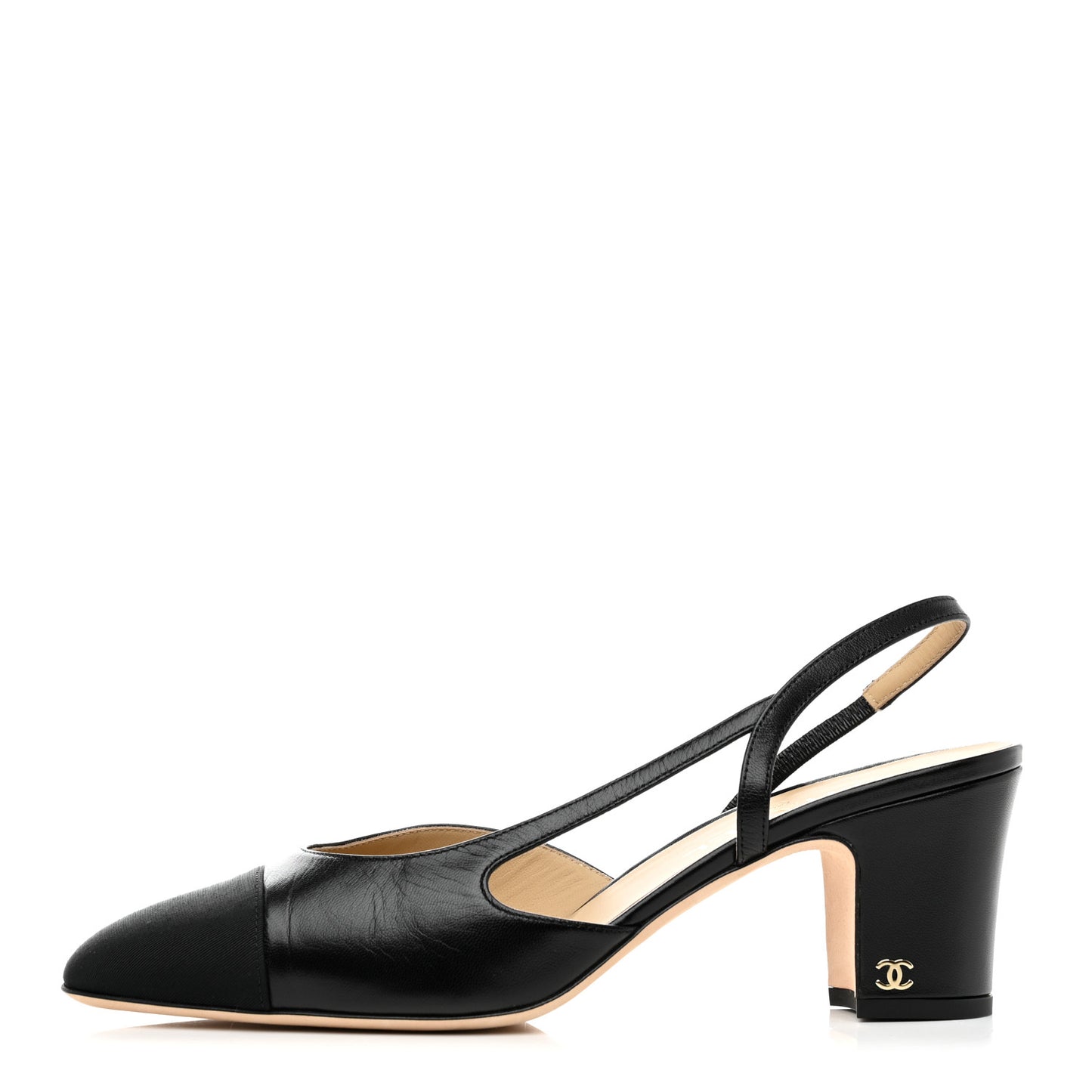 Goatskin Grosgrain Cap Toe CC Slingback Sandals 41 Black