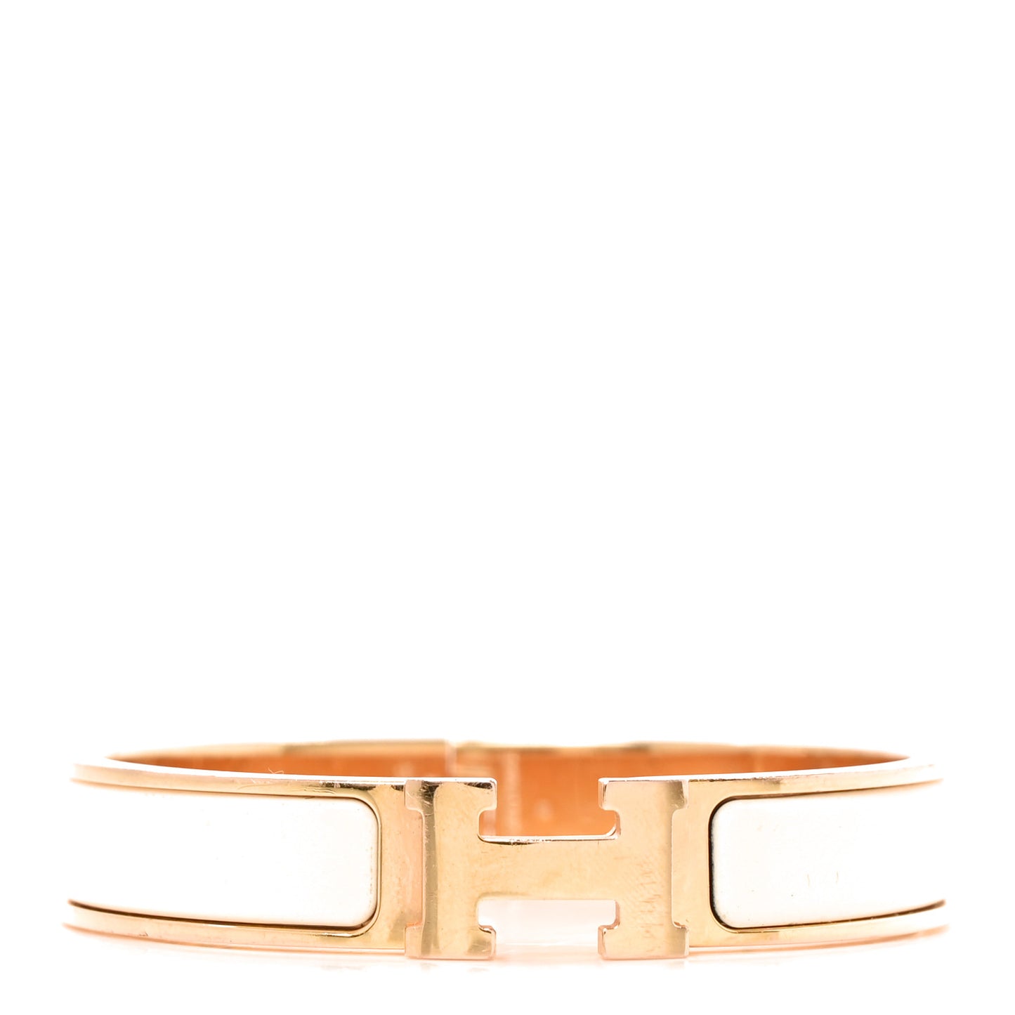 Enamel Narrow Clic Clac H Bracelet PM White