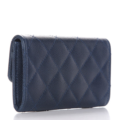 Chanel Caviar Quilted Flap Card Holder Navy Blue 3 of 8