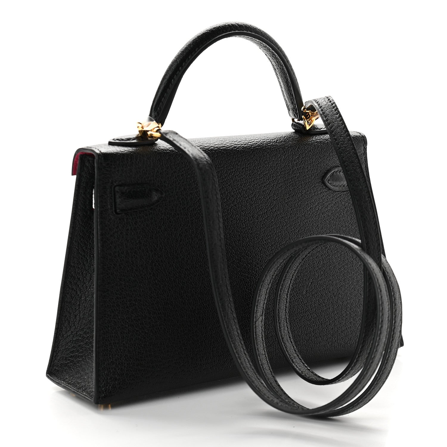 Hermes Chevre Mysore Horseshoe Mini Kelly Sellier 20 Black Rose Mexico 2 of 8