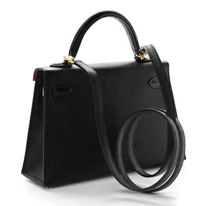 Hermes Chevre Mysore Horseshoe Mini Kelly Sellier 20 Black Rose Mexico 2 of 8