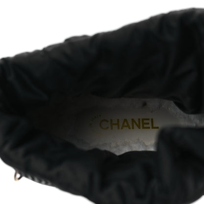 Chanel Suede Nylon CC Lace Up Snow Boots 39 Black 7 of 9