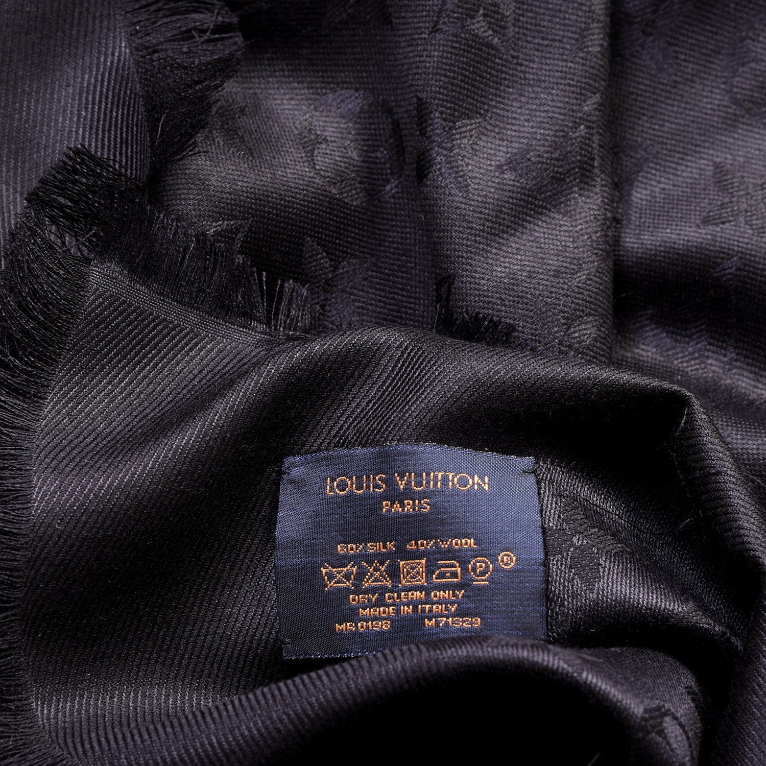 Louis Vuitton Silk Lurex Wool Monogram Shine Shawl Black 4 of 4