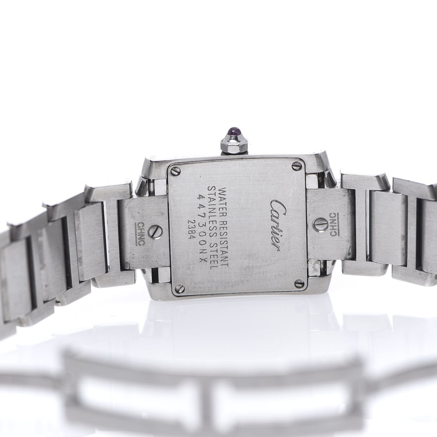 Stainless Steel Pink Mother of Pearl 20mm Tank Francaise Quartz Watch