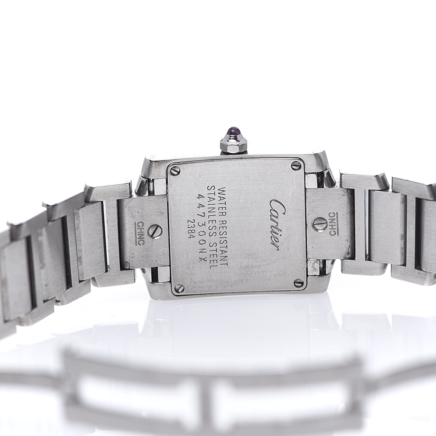 Cartier Stainless Steel Pink Mother of Pearl 20mm Tank Francaise Quartz Watch 5 of 8