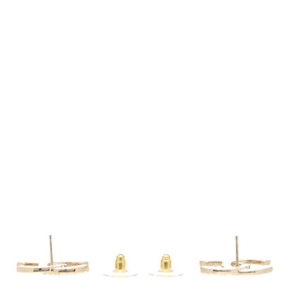 Chanel Textured Metal Crystal CC Earrings Gold 3 of 5