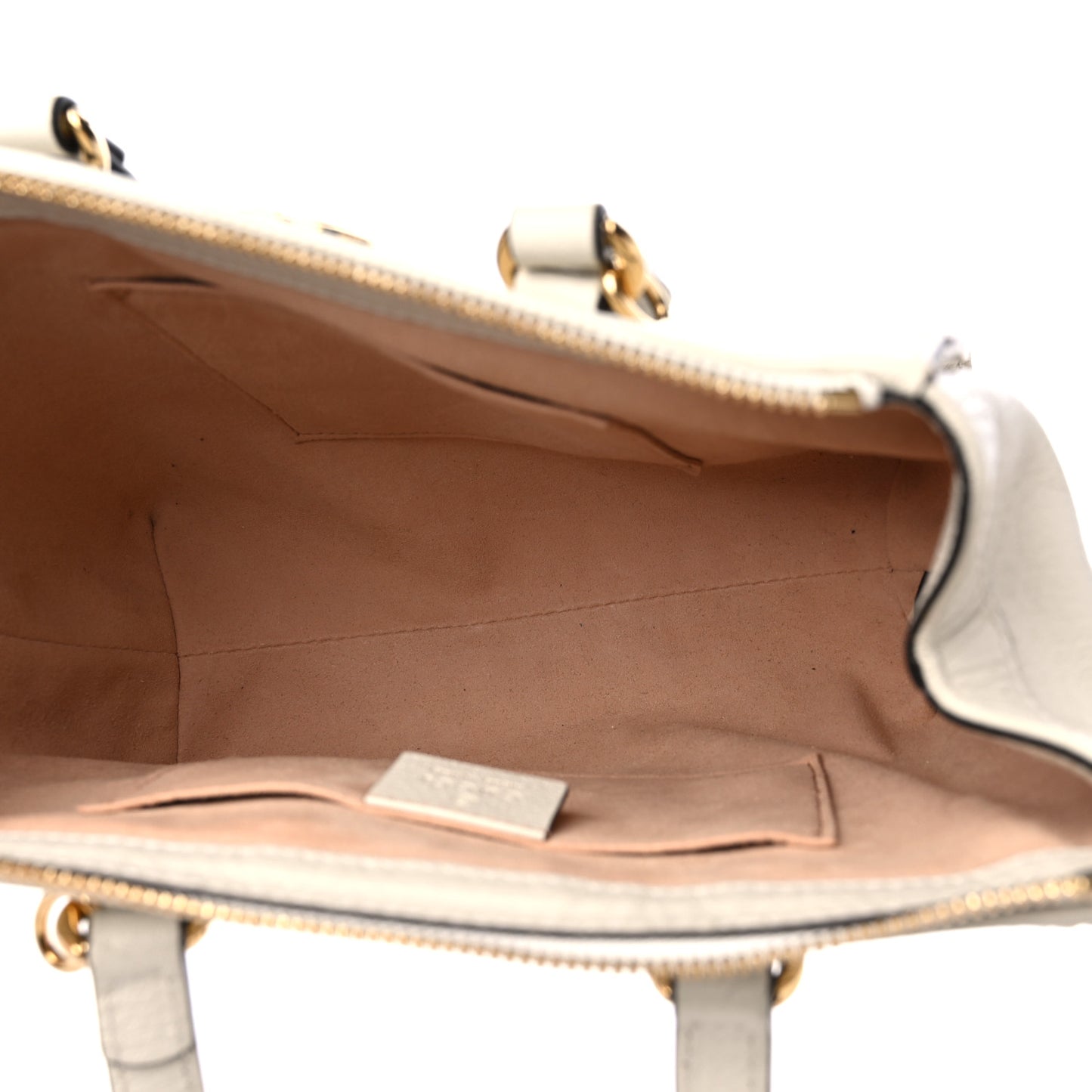Textured Calfskin Web Small Ophidia Tote Bag Mystic White