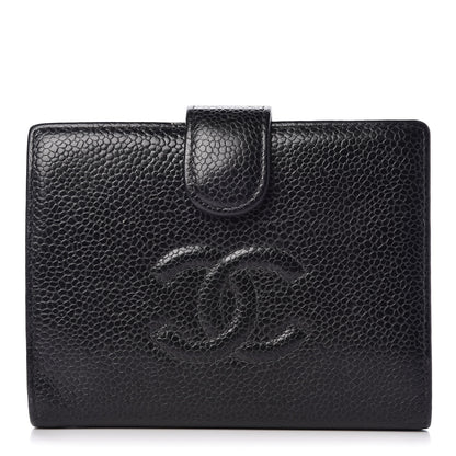 Chanel Caviar Timeless CC Compact French Wallet Black 1 of 15