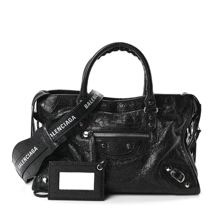 Balenciaga Agneau Classic Hardware S City Logo Strap Black White 3 of 11