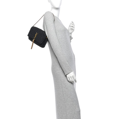 Saint Laurent Raffia Monogram Tassel Kate 99 Black 2 of 11