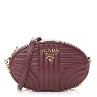 Prada Soft Calfskin Impunture Diagramme Oval Crossbody Bag Cerise 1 of 11
