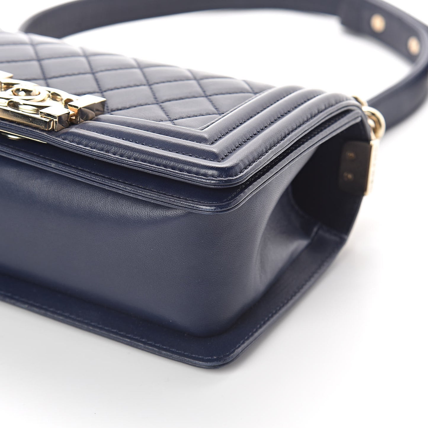 Lambskin Quilted Small Boy Flap Navy