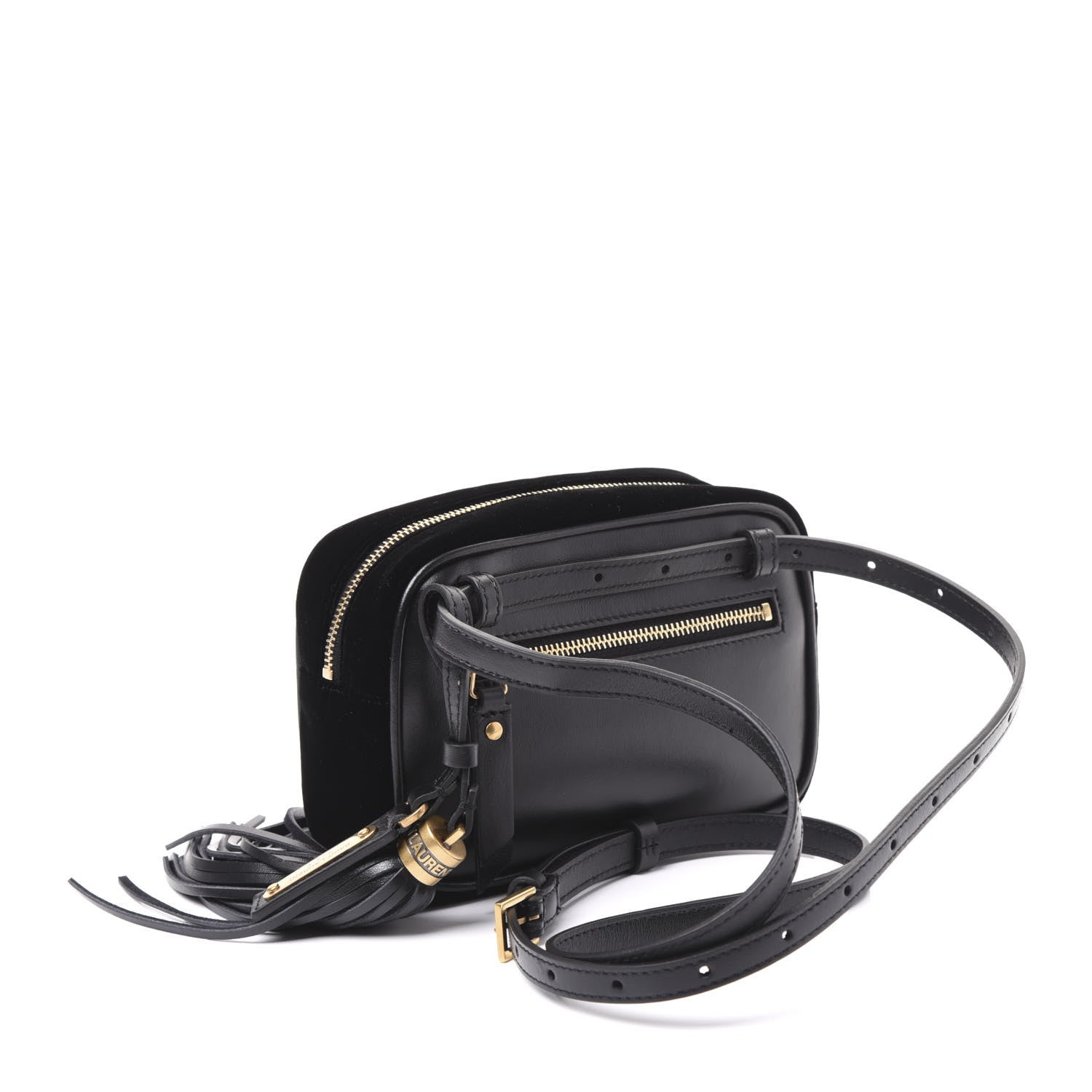 Saint Laurent Velour Matelasse Monogram Lou Belt Bag Black 2 of 8
