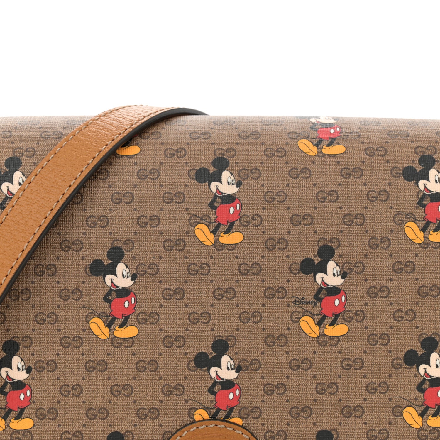 Gucci X DISNEY Mini Vintage GG Supreme Monogram Mickey Mouse Small Flap Messenger Bag Beige Vintage Sun Oil 8 of 13