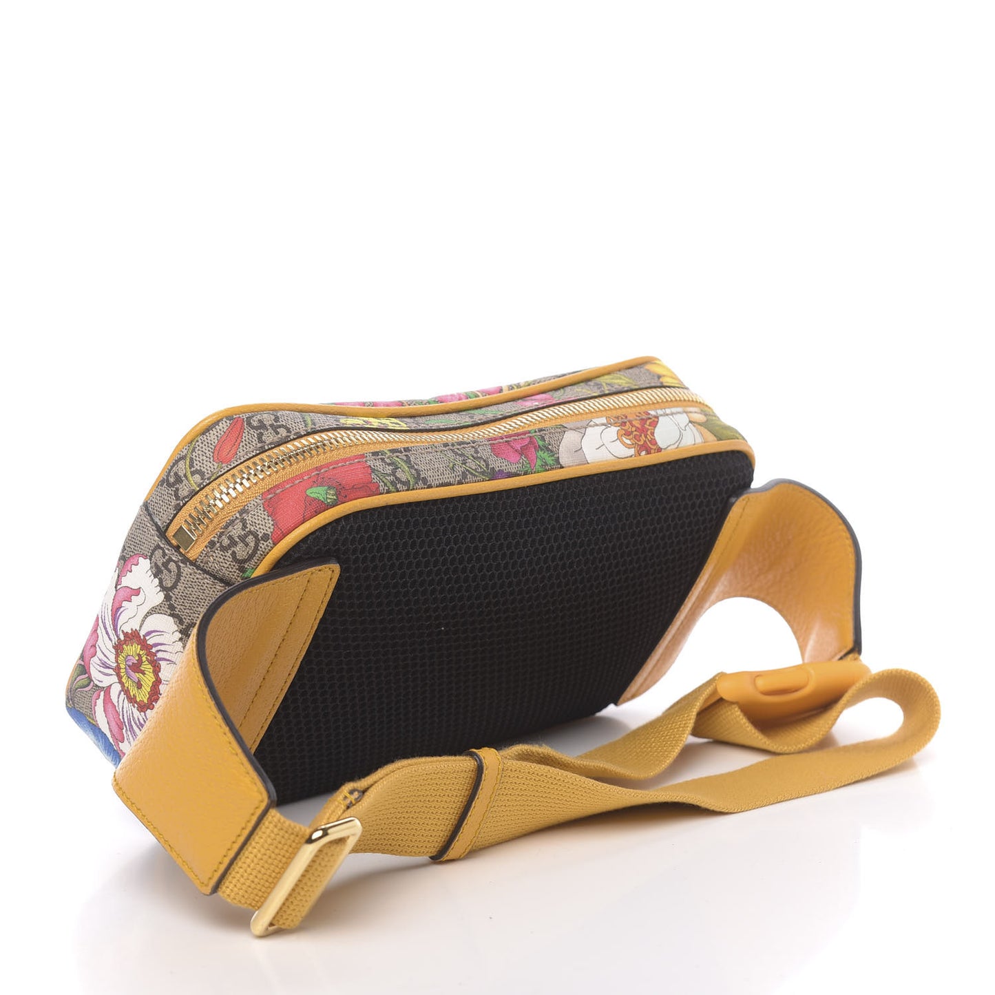 GG Supreme Monogram Flora Medium Ophidia Belt Bag Beige Multicolor Crop