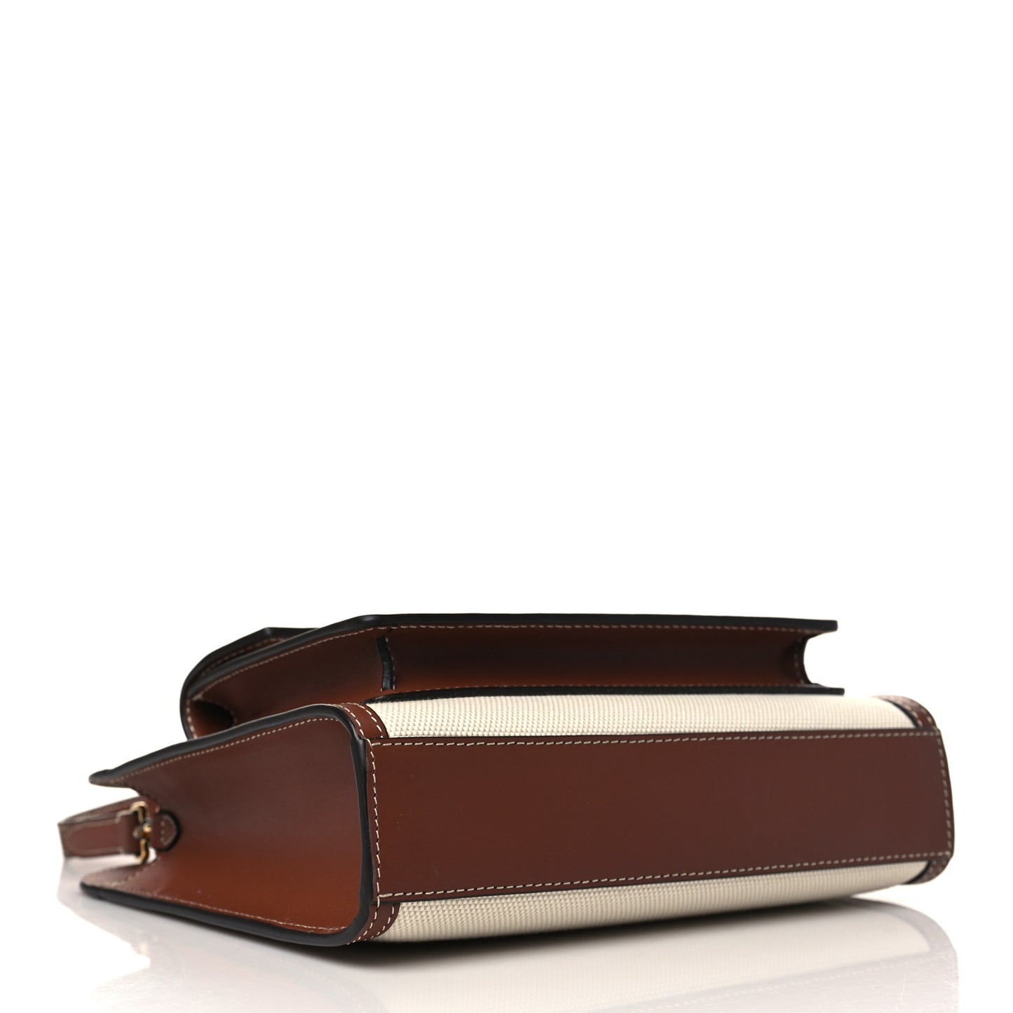 Canvas Smooth Calfskin Two Tone Mini Pocket Bag Natural Malt Brown