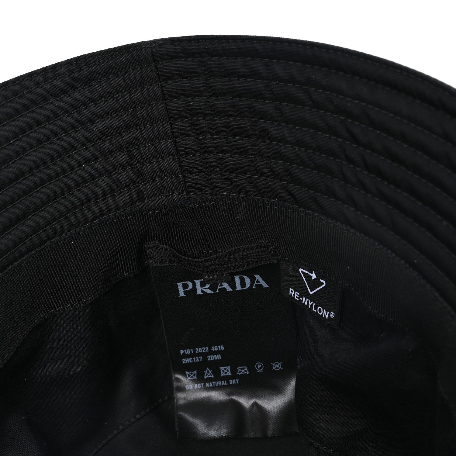 Prada Re-Nylon Metal Triangle Logo Womens Bucket Hat XXL Black 8 of 10