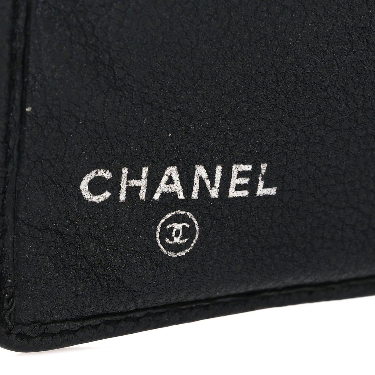 Goatskin Camellia Embossed Yen Wallet Black
