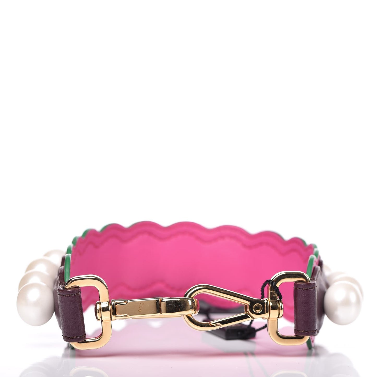 Calfskin Pearl Embellished Mini Strap You Amarone Geranium