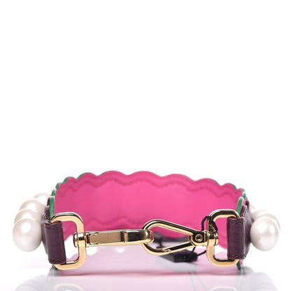 Fendi Calfskin Pearl Embellished Mini Strap You Amarone Geranium 2 of 4