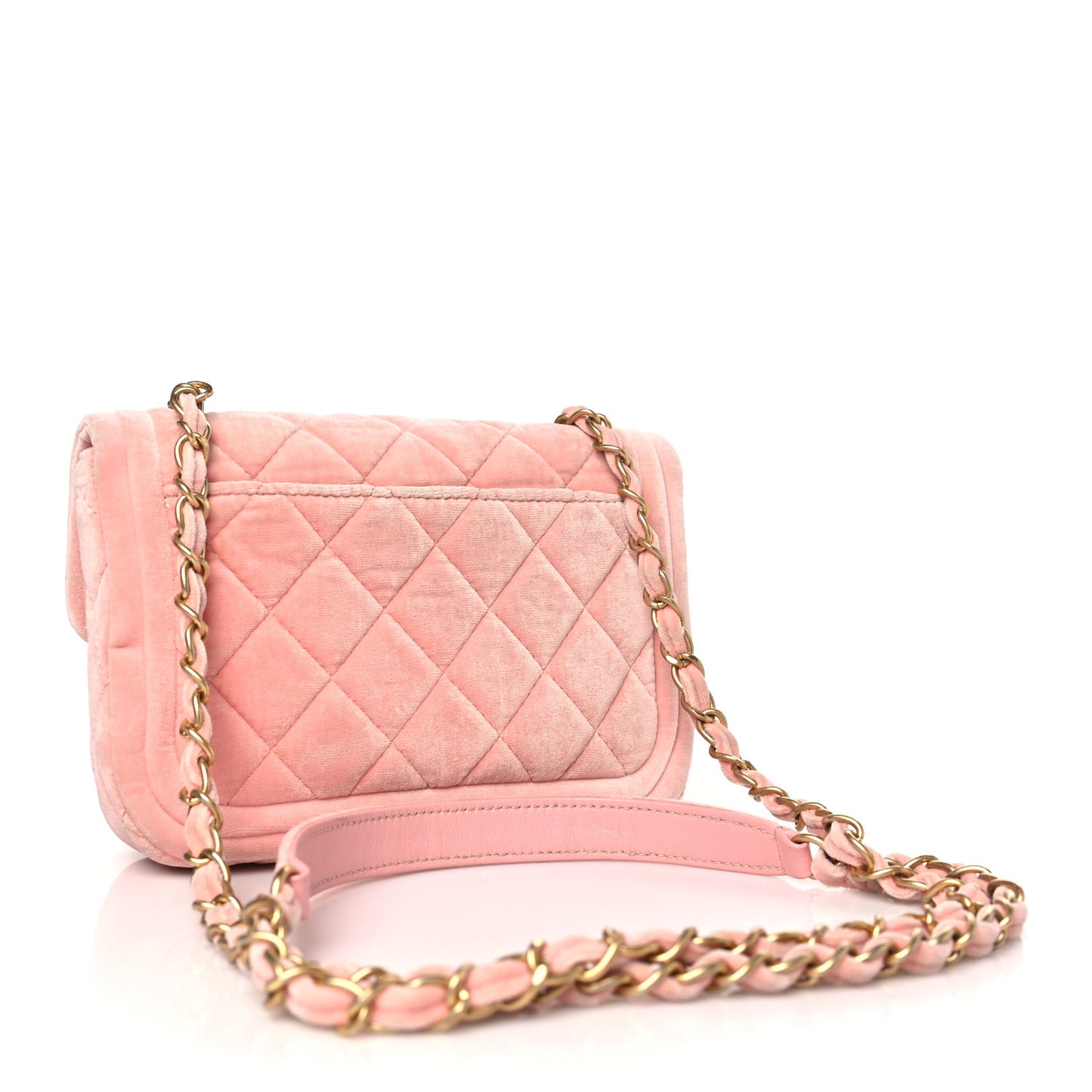 Velour Quilted Mini Double Frame Flap Rose