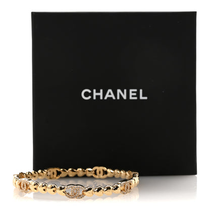 Chanel Crystal CC Heart Link Bracelet Gold 5 of 5