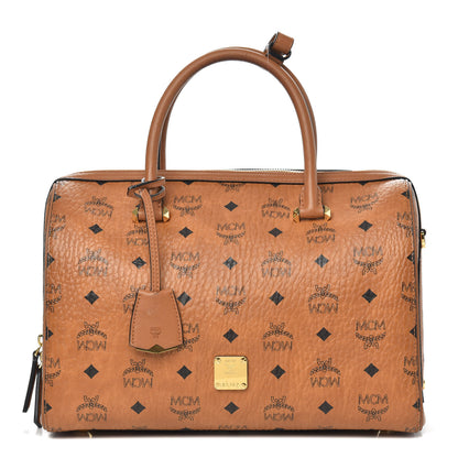 MCM Visetos Medium Boston Bag Cognac 1 of 15