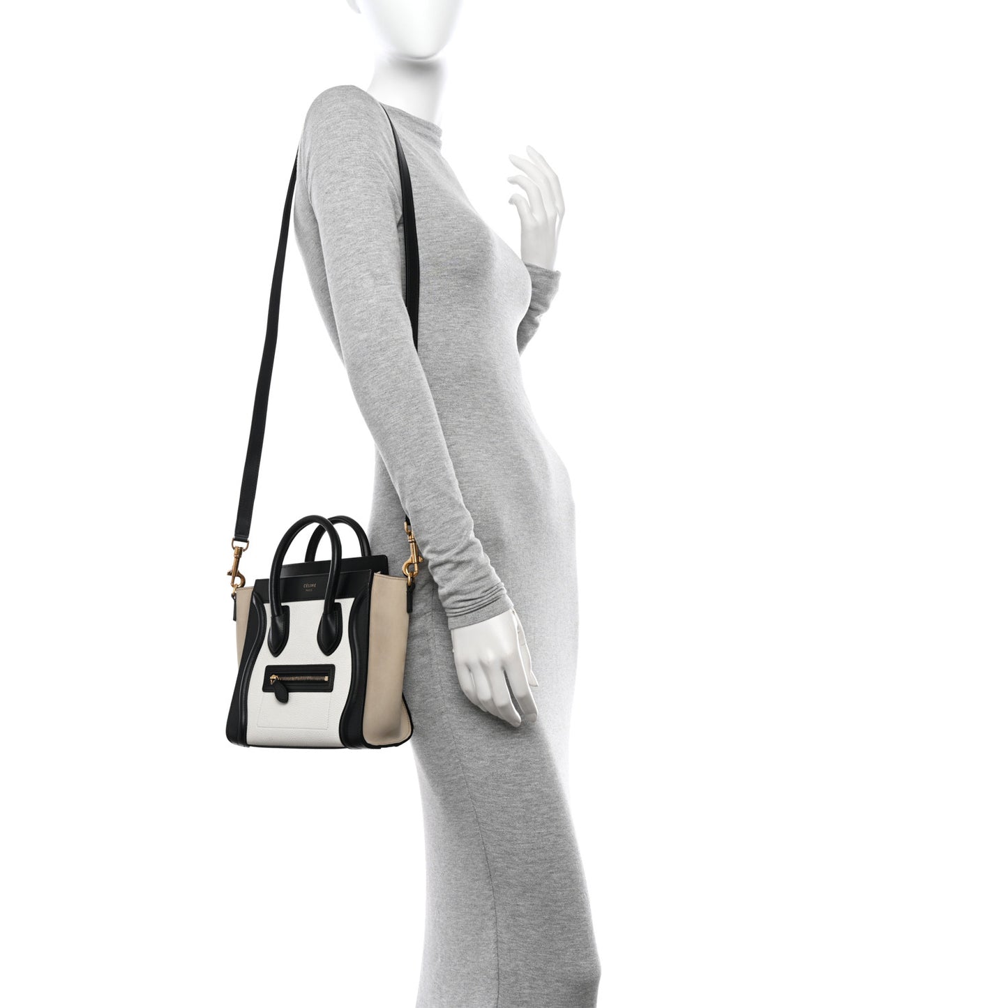 Baby Grained Calfskin Nubuck Nano Tri-Color Luggage White Light Taupe