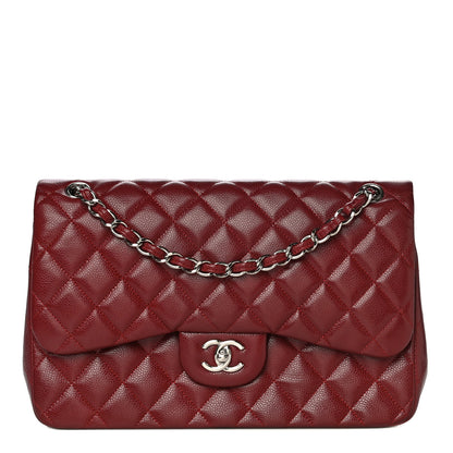 Chanel Caviar Quilted Jumbo Double Flap Dark Red 1 of 20
